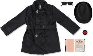 NWT Melissa & Doug Kids Spy Costume Trench Coat & Fedora Hat Size 5-8